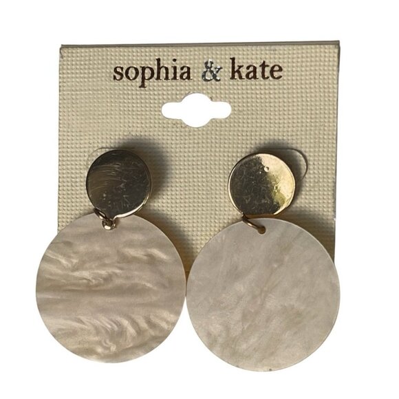 3/$20 SALE Pearlcore Shell Disc Drop Earrings by Sophia & Kate - Picture 1 of 3